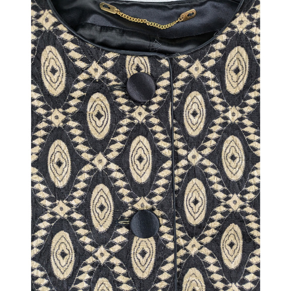 Vintage Escada Black and Gold Geometric Design Blazer Size 40 - Picture 4 of 7